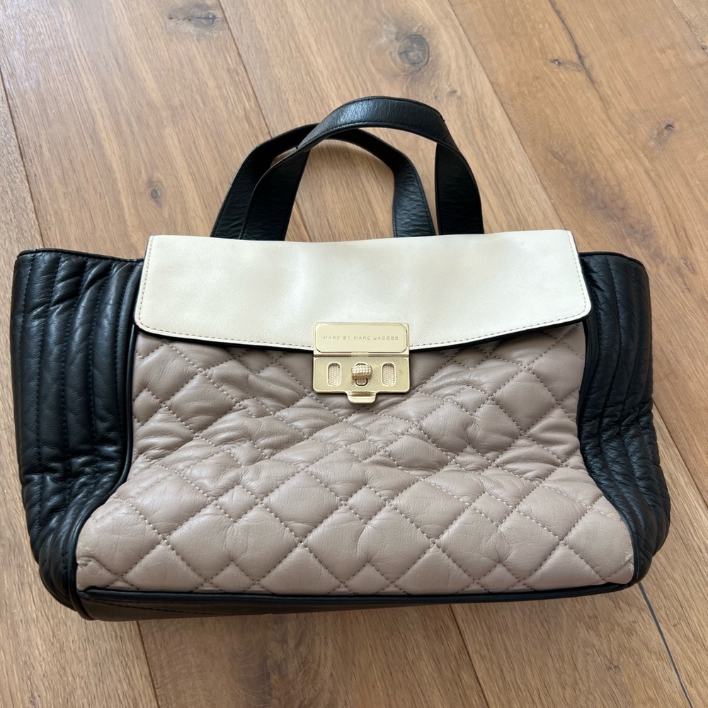 Marc Jacobs leather handbag tote black & grey
